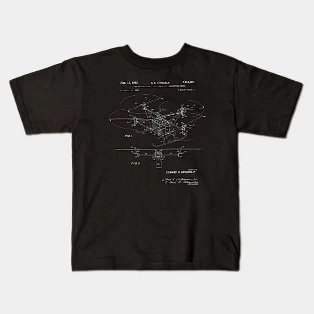 Drone Patent Blueprint Vanderlip Kids T-Shirt by Rebus28